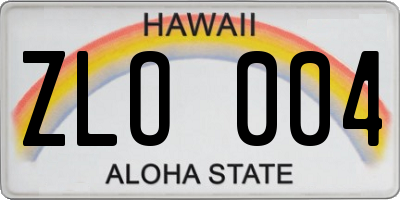 HI license plate ZLO004