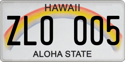 HI license plate ZLO005