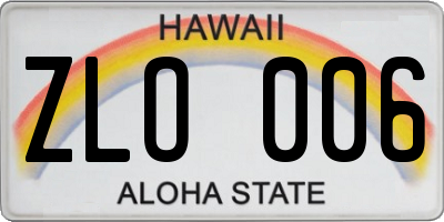 HI license plate ZLO006