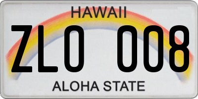 HI license plate ZLO008