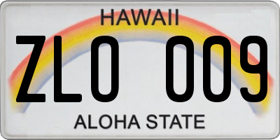 HI license plate ZLO009