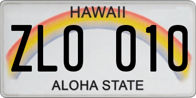 HI license plate ZLO010