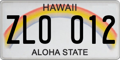 HI license plate ZLO012