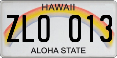 HI license plate ZLO013