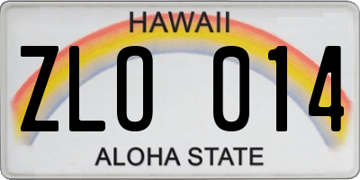 HI license plate ZLO014