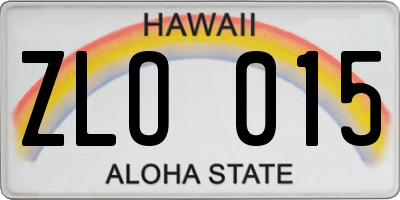 HI license plate ZLO015