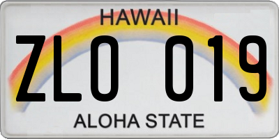 HI license plate ZLO019