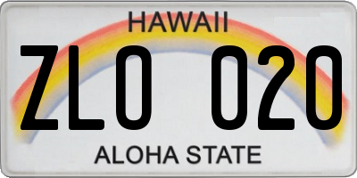 HI license plate ZLO020