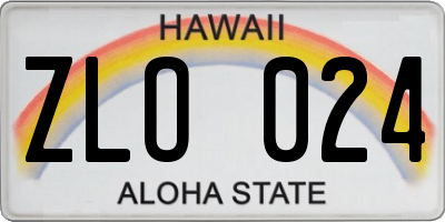 HI license plate ZLO024