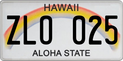 HI license plate ZLO025