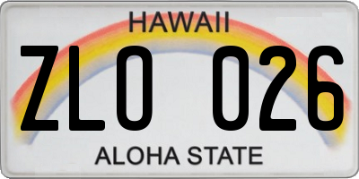 HI license plate ZLO026