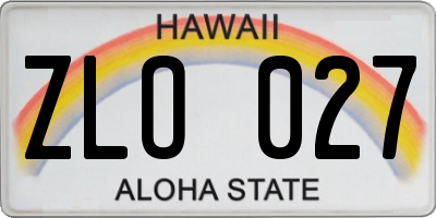 HI license plate ZLO027