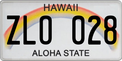 HI license plate ZLO028