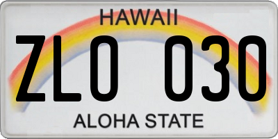 HI license plate ZLO030