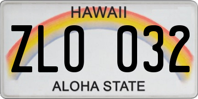HI license plate ZLO032