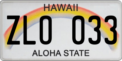 HI license plate ZLO033
