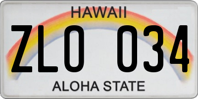 HI license plate ZLO034