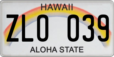HI license plate ZLO039