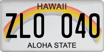HI license plate ZLO040