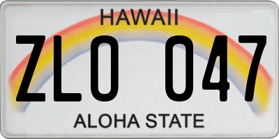 HI license plate ZLO047
