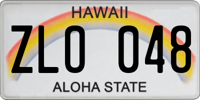 HI license plate ZLO048