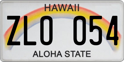 HI license plate ZLO054