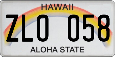 HI license plate ZLO058