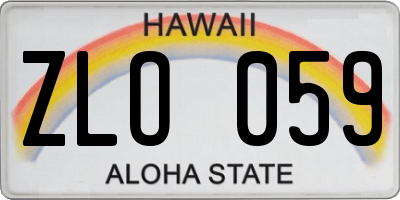 HI license plate ZLO059