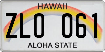 HI license plate ZLO061