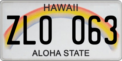 HI license plate ZLO063