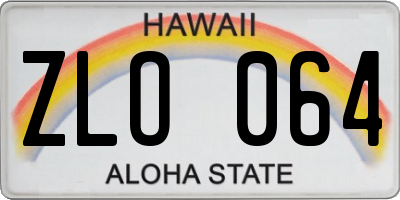HI license plate ZLO064