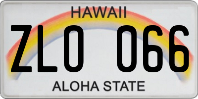 HI license plate ZLO066