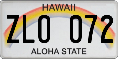 HI license plate ZLO072