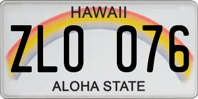 HI license plate ZLO076