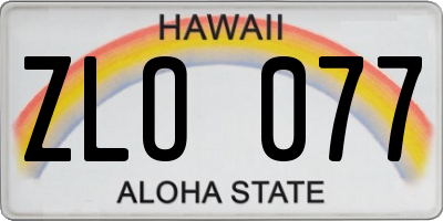 HI license plate ZLO077