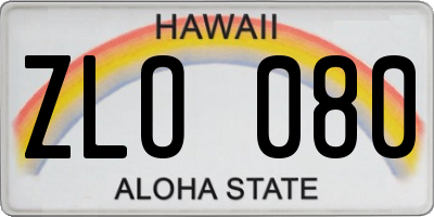 HI license plate ZLO080