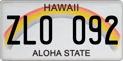 HI license plate ZLO092