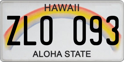 HI license plate ZLO093