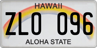 HI license plate ZLO096