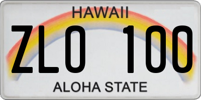 HI license plate ZLO100