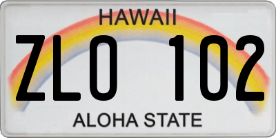 HI license plate ZLO102