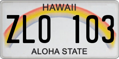 HI license plate ZLO103