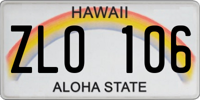 HI license plate ZLO106