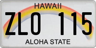 HI license plate ZLO115