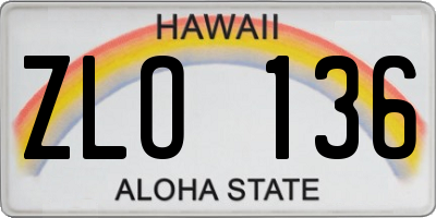 HI license plate ZLO136