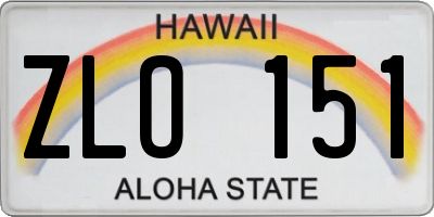 HI license plate ZLO151