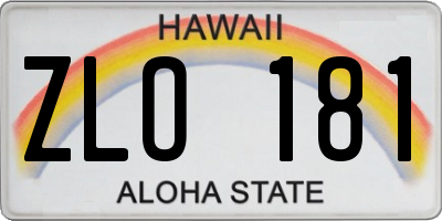 HI license plate ZLO181