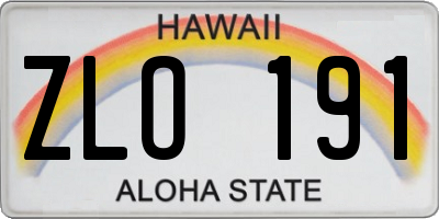 HI license plate ZLO191