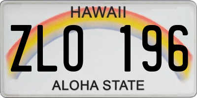 HI license plate ZLO196