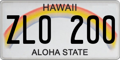 HI license plate ZLO200